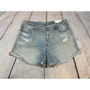NWT American Eagle Strigid Super High Rise Relaxed Shorts Women 16 Distressed